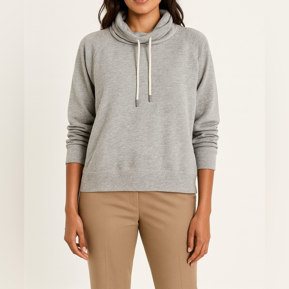 J.Crew Gray Funnel Neck Drawstring Sweatshirt Sweater Size Large GUC Cozy